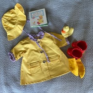 Bitty Baby rainy day outfit and accessories.